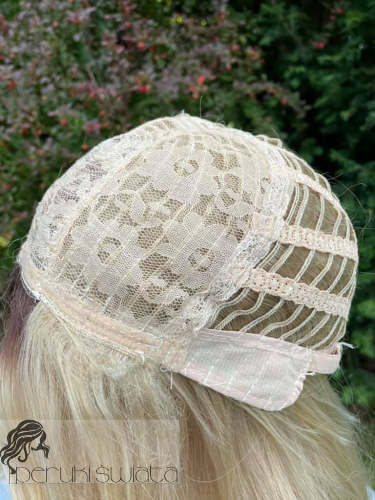 peruka syntetyczna blond z grzywką long bob