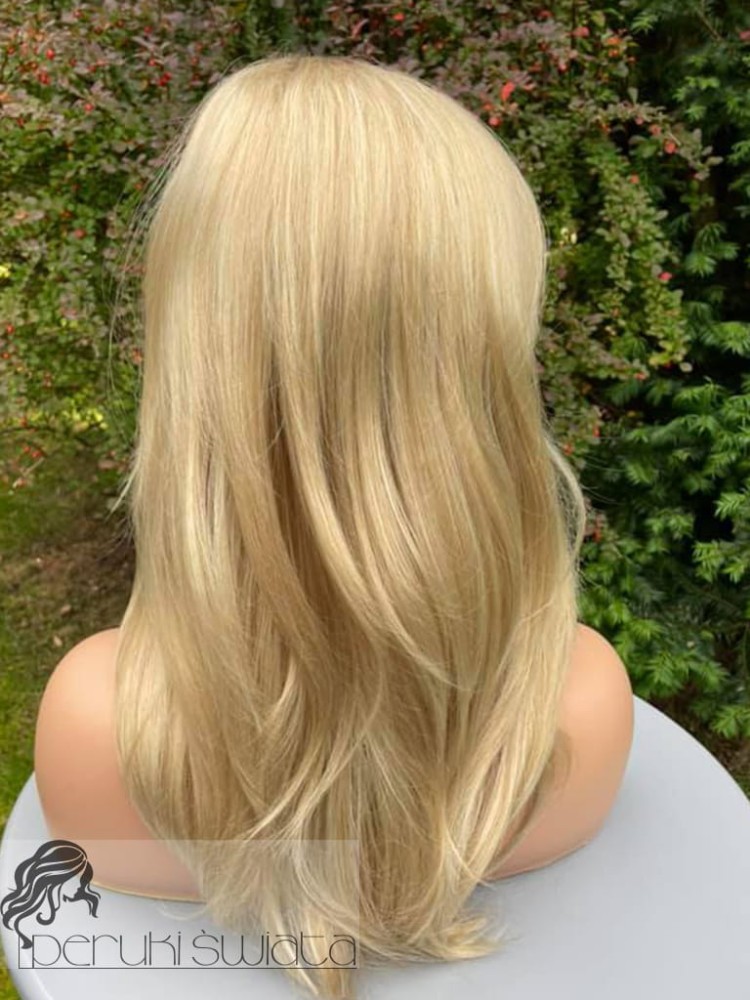 peruka syntetyczna blond z grzywką long bob
