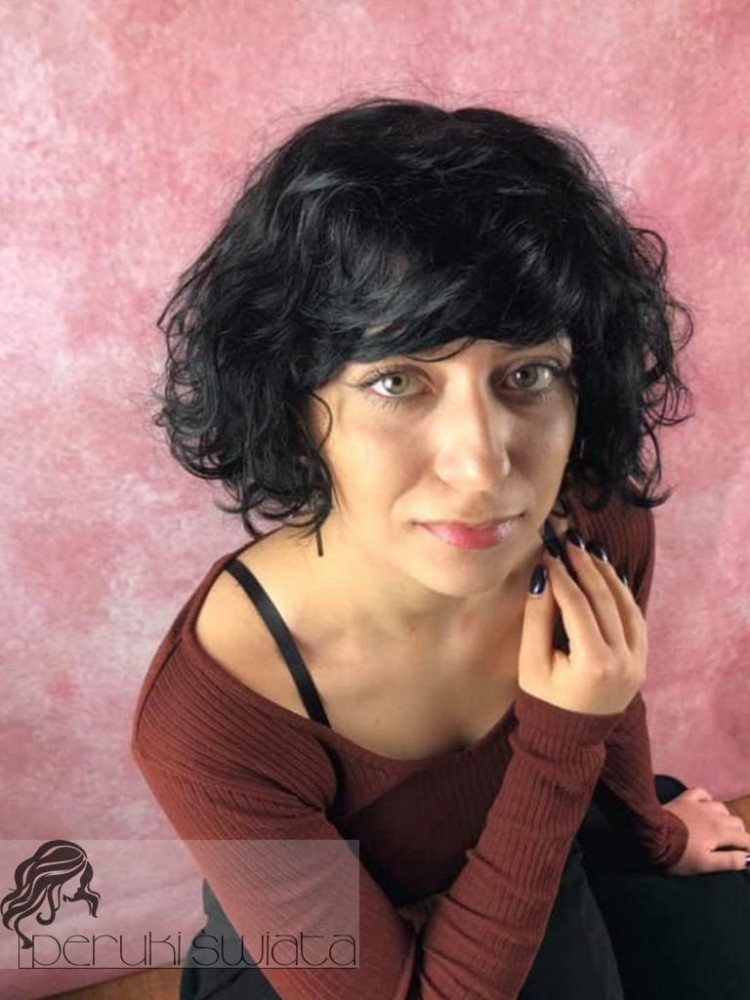 Peruka Evelin, włosy naturalne, kolor: czerń