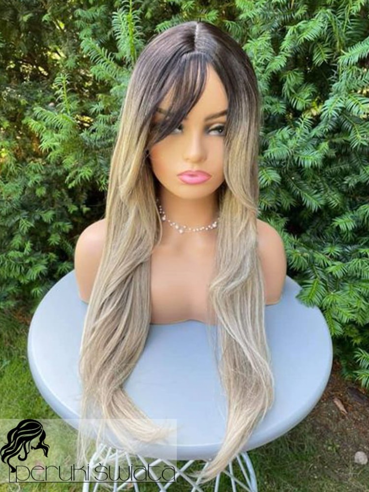 Peruka AT79,  kanekalon premium 3D, kolor: ombre popielaty blond