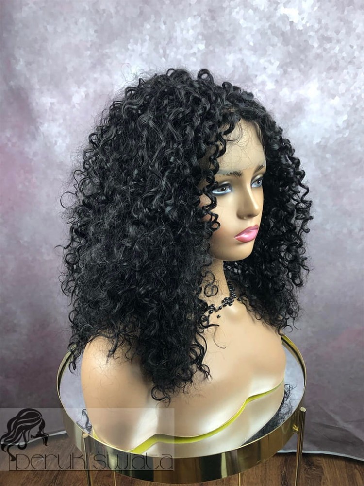 Peruka syntetyczna Jagoda, afroloki, kolor czarny