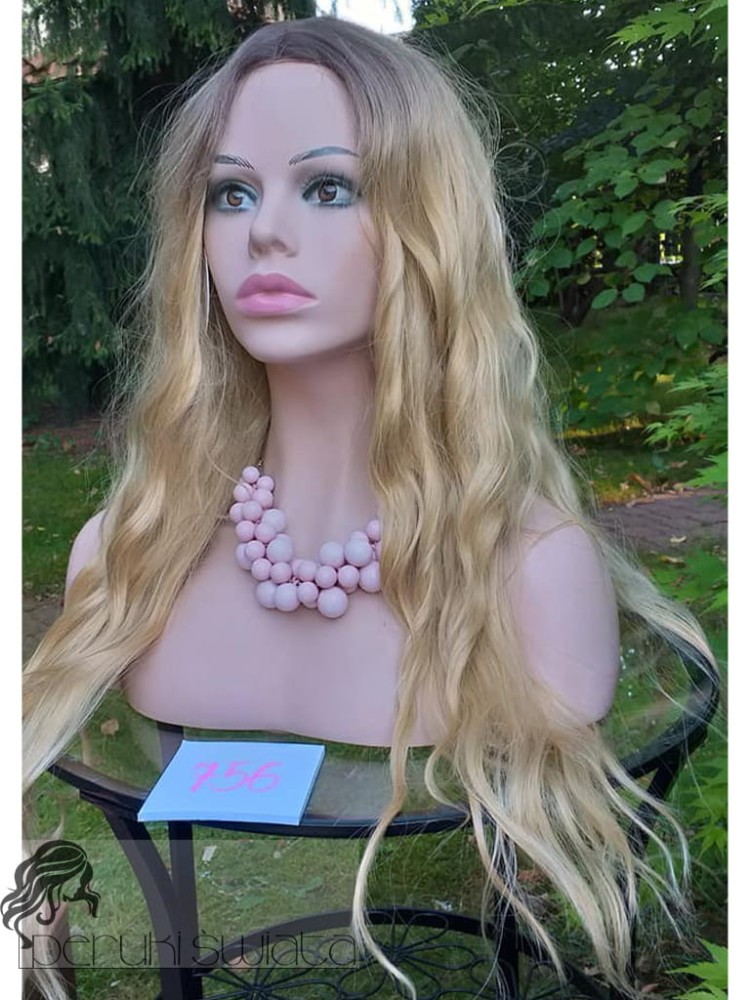 Peruka 756, kanekalon, fale, kolor ciepły blond na odroście