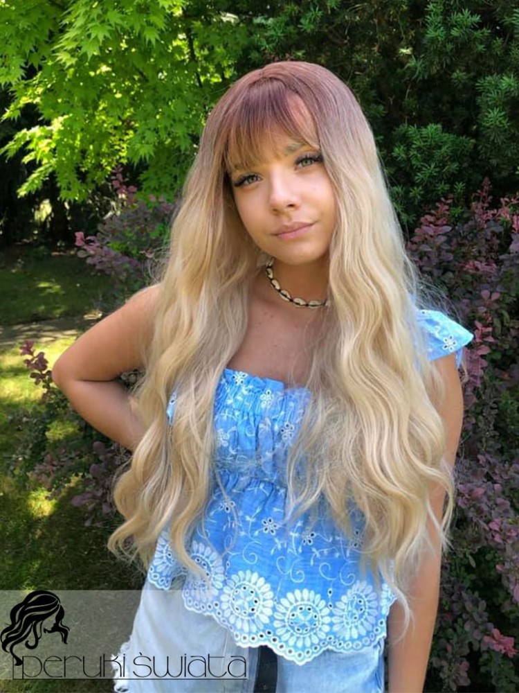 Peruka AT46, kanakelon, fale, kolor: ombre blond z brązem 