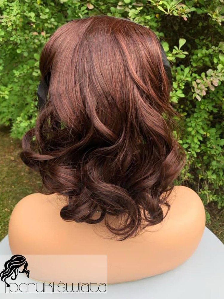 Kucyk syntetyczny, kitka, kanekalon termoplastyczny, loki, kolor: kasztanowy brąz 