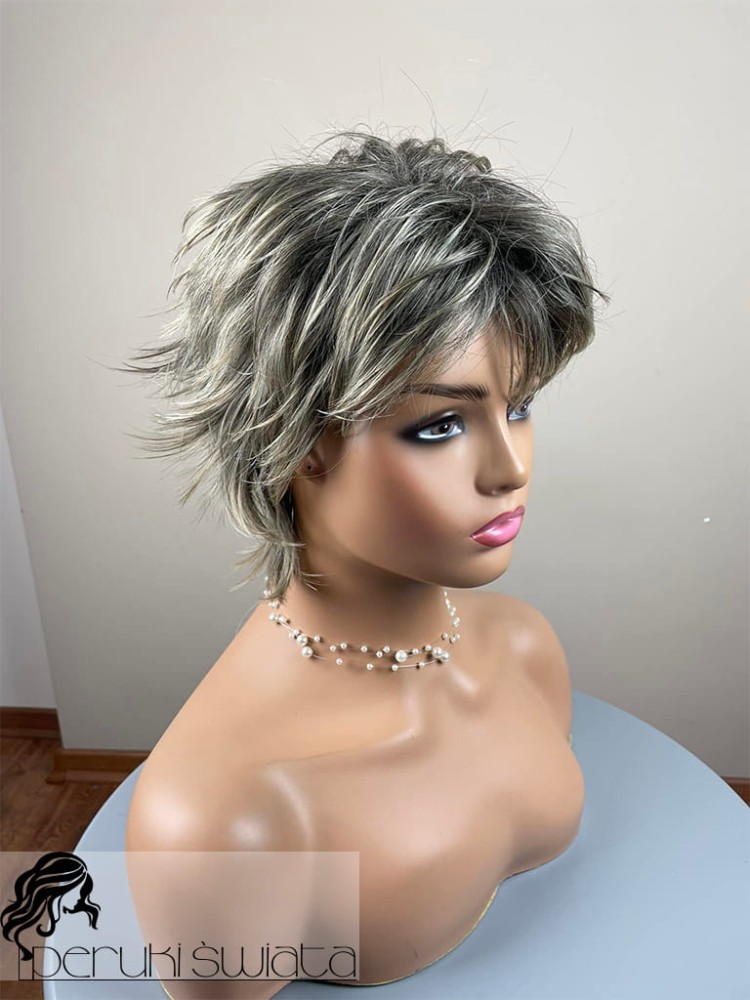 Peruka DB66, kanekalonu premium, kolor: stal z blondem 