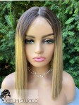 Peruka syntetyczna Eline, kanekalon termoplastyczny, long bob, kolor: ciemny beżowy blond na ciemnobrązowym odroście 