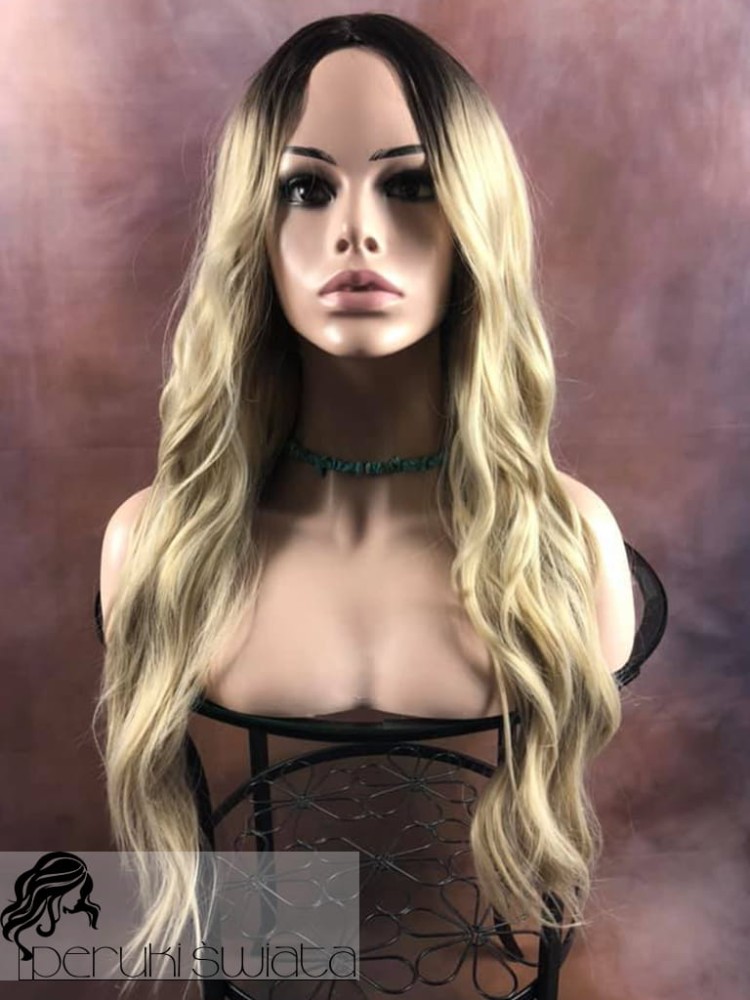 Peruka syntetyczna  Ernestina, kanekalon termoplastyczny, fale, kolor: ombre/ blond