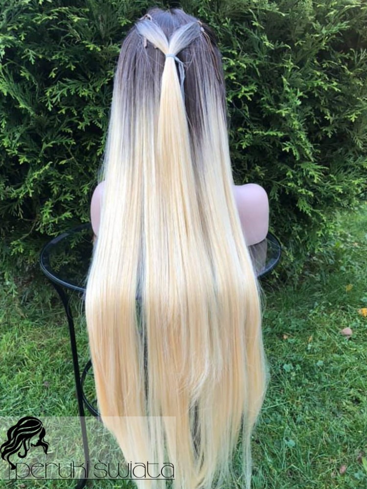 Peruka syntetyczna Cassandra, kanekalon japoński, kolor: ombre ciemny brąz plus blond mix 613