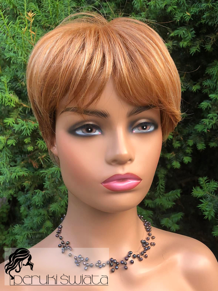 Peruka syntetyczna Miriam, włosy krótkie,  kanekalon termoplastyczny, kolor: złocisty miód z jasnymi refleksami