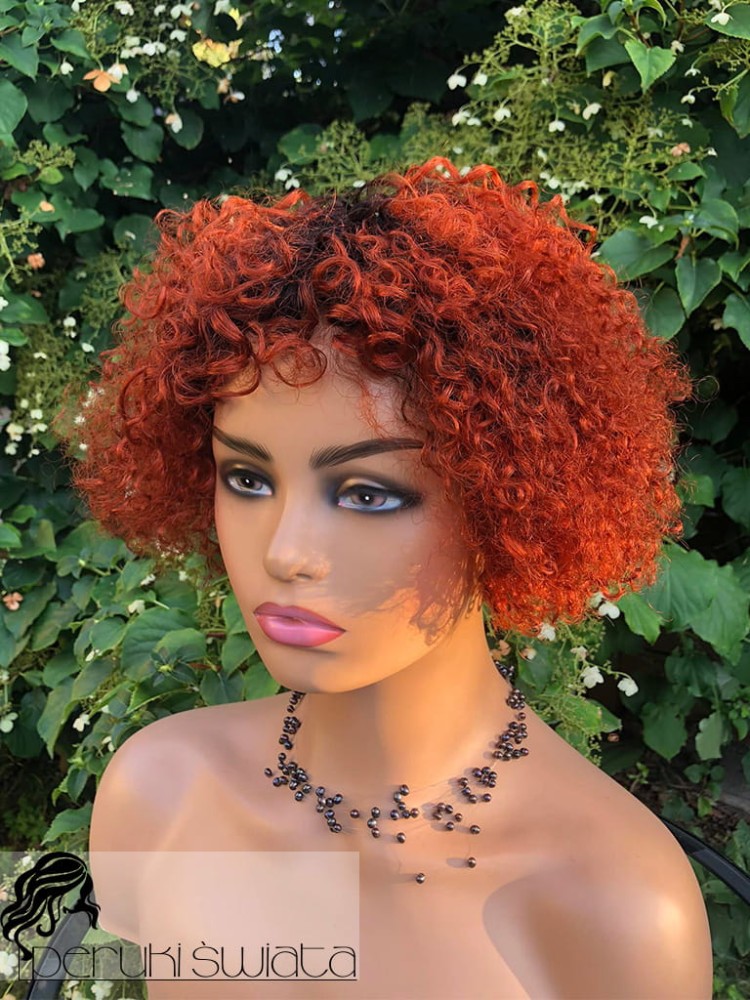 Peruka Zafir, włosy naturalne, loki, kolor: tycjan na odroście