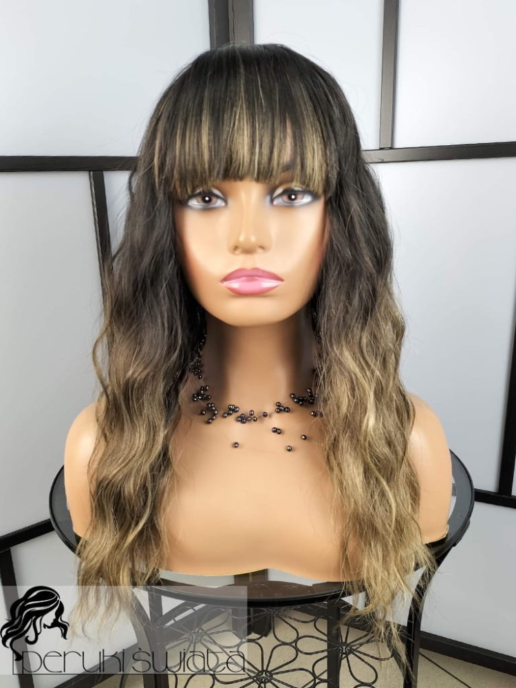 Peruka syntetyczna Inger, kanekalon termoplastyczny, kolor: szatyn brąz z czernią i blond refleksami 