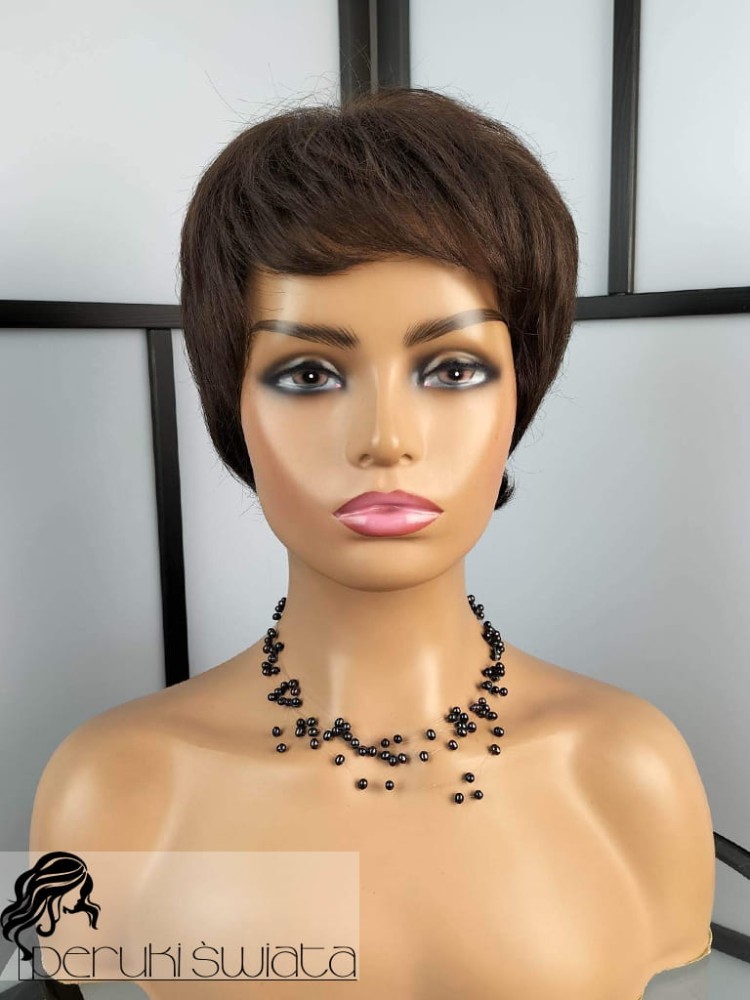 Zofia, peruka z włosów naturalnych, do codziennego noszenia, kolor: ciemny brąz