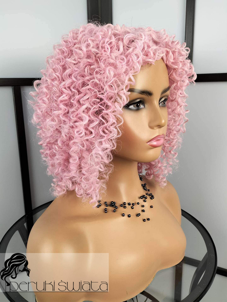 Peruka Azaria,  z kanekalonu termoplastycznego, afroloki, kolor: pink 15