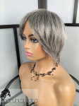 Peruka systemowa/topper klejony, model Helena, z włosów naturalnych, kolor: siwy