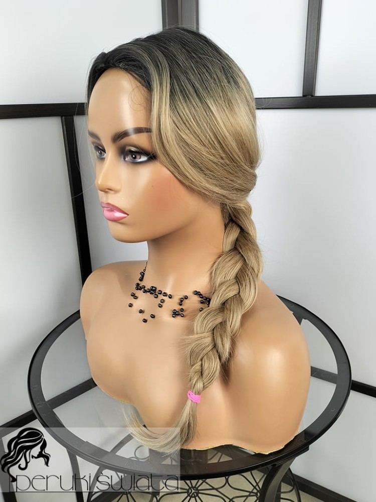 Peruka syntetyczna Lupe, kanekalon termoplastyczny typu true hair, jasny blond z odrostem