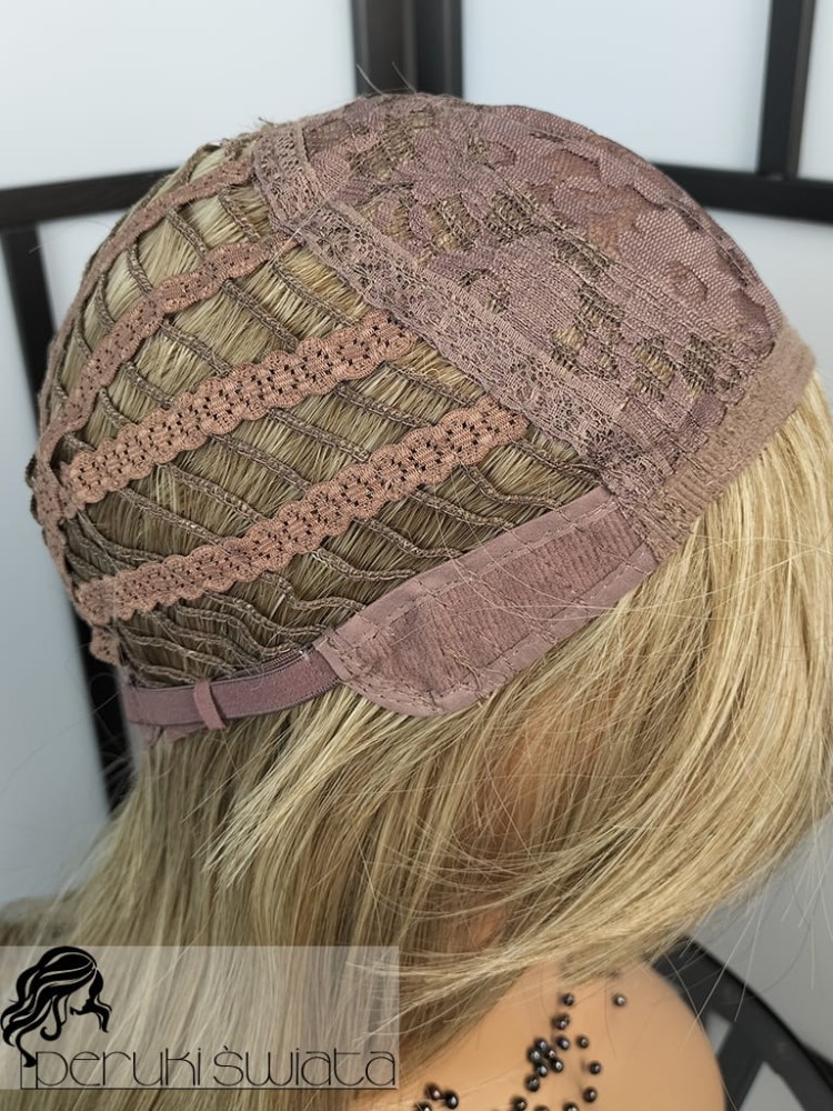peruka syntetyczna włosy długie blond falowane z grzywką