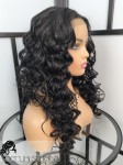Peruka syntetyczna Capri, peruka z kanekalonu, afroloki, czepek typu full lace, kolor: czerń  naturalna 