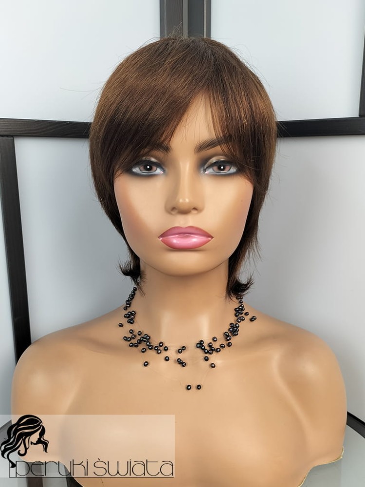 Peruka Stefania, z włosów naturalnych, kolor: brąz 