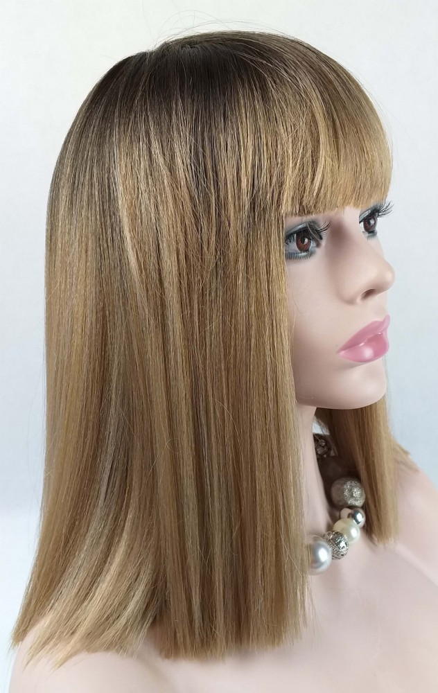 long bob z grzywką włosy blond proste ultra lekkie