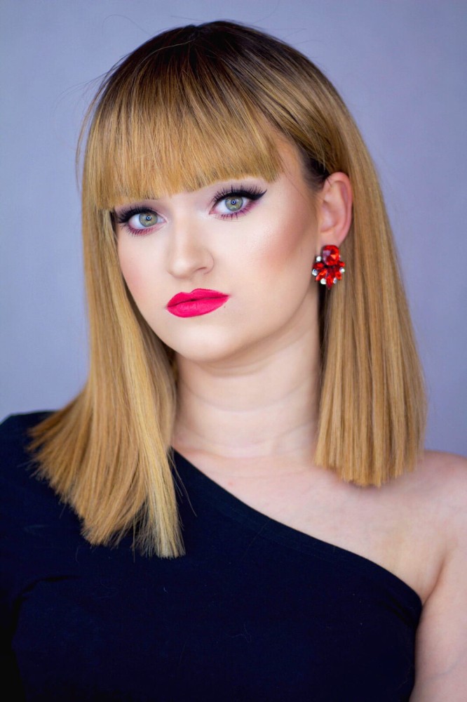 Peruka syntetyczna Hilda, long bob, mix ciepłych słowiańskich blondów na odroście