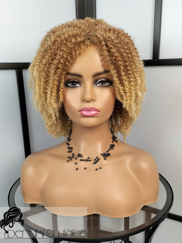 Peruka syntetyczna Jovissa,  afroloki, kolor: ciepły cieniowany blond