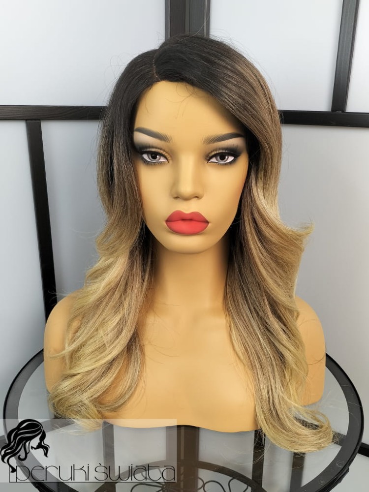 Peruka syntetyczna Atena, kanekalon japoński, kolor: mix ciepłych blondów na odroście 