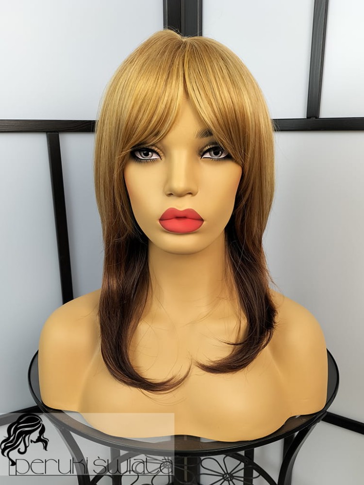 Peruka syntetyczna Gesse, long bob, mix kolorów ( od blondu po brąz)