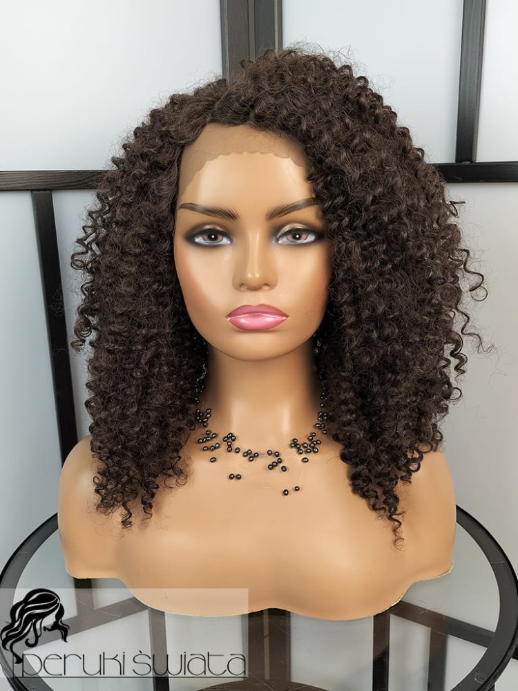 Peruka syntetyczna, model Kynlee, kanekalon termoplastyczny, afroloki, kolor: mleczna czekolada 