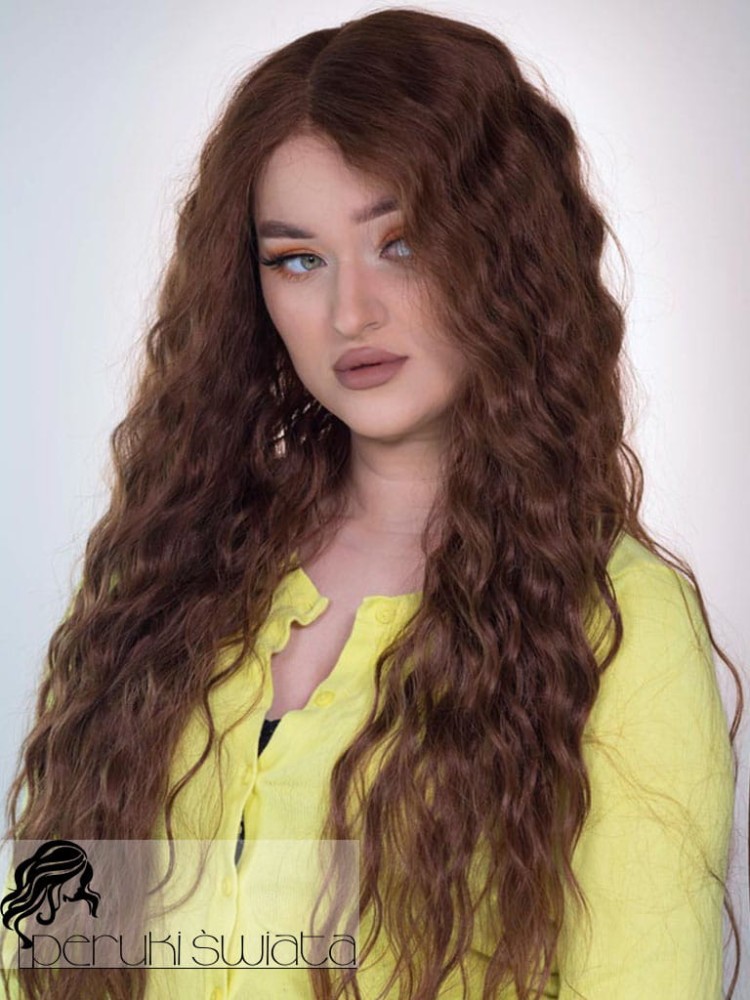 Peruka syntetyczna Evora, kanekalon termoplastyczny, fale, kolor:brąz
