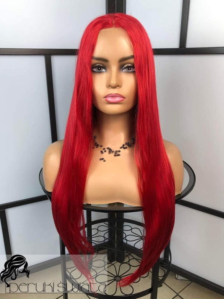 Peruka syntetyczna Lolita, kanekalon termoplastyczny, kolor: karminowa czerwień