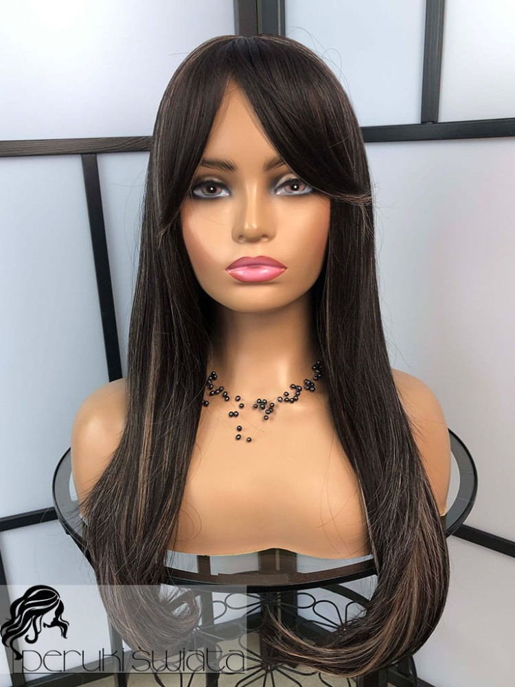 Peruka DM52, kanekalon typu "true hair", kolor: brąz z blond refleksami