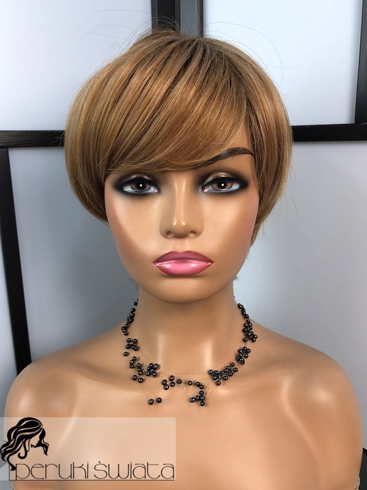 Peruka syntetyczna Basia, kanekalon typu "true hair", kolor: mix ciepłych średnich na subtelnym odroście