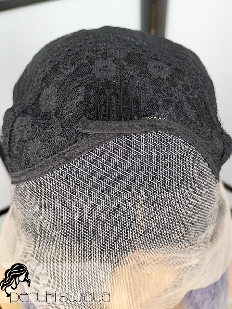 peruka fale fiolet z popielatym szarym long bob