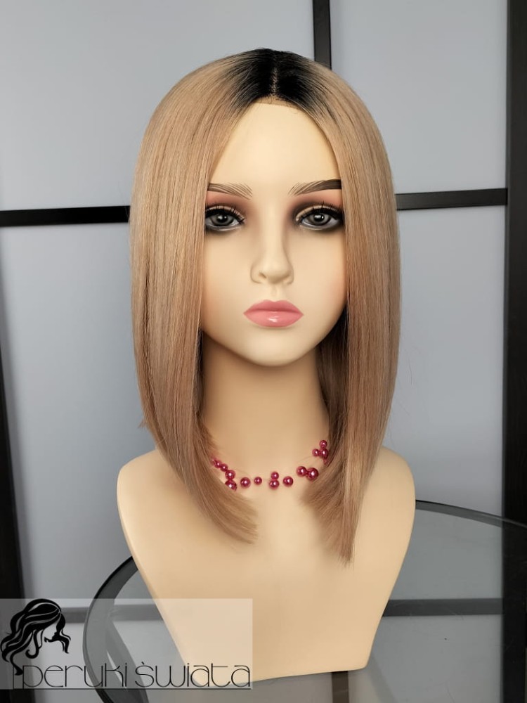 Peruka EK64, ultra light ( z włosiem naturalnym ), kanakelon premium 3D,  kolor : ciepły kremowy blond na odroście 