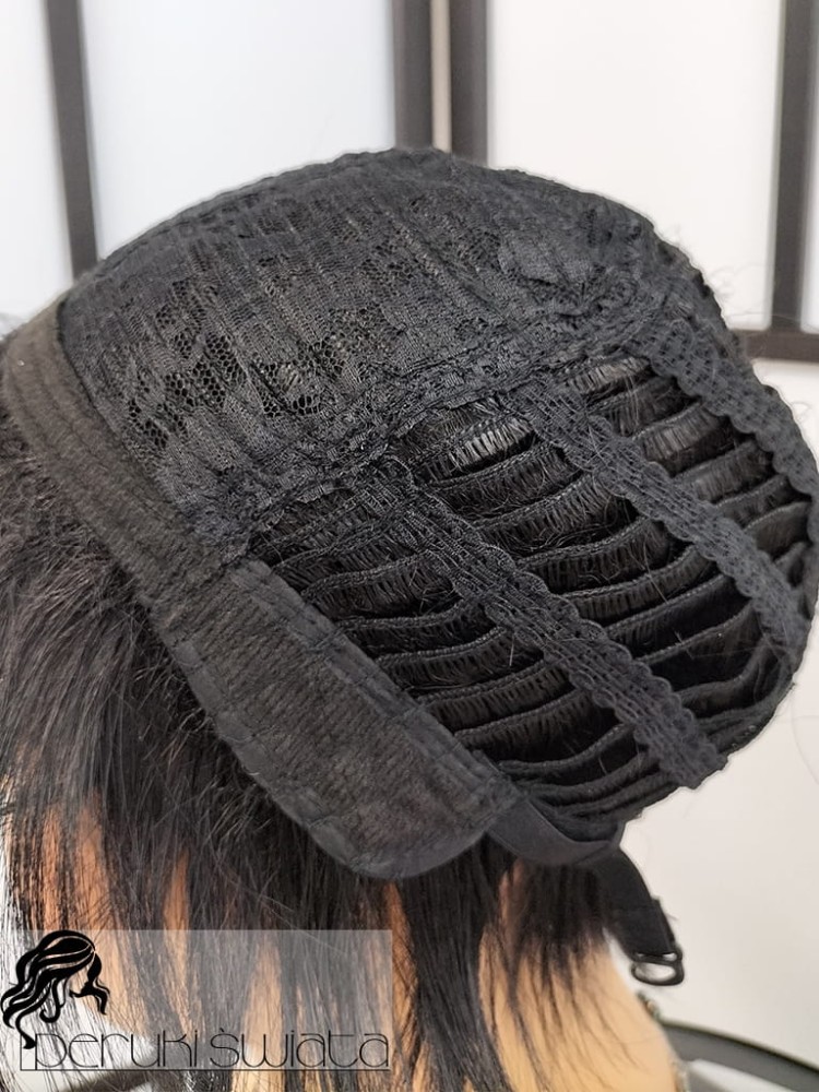 włosy krótkie proste czarne peruka z grzywką