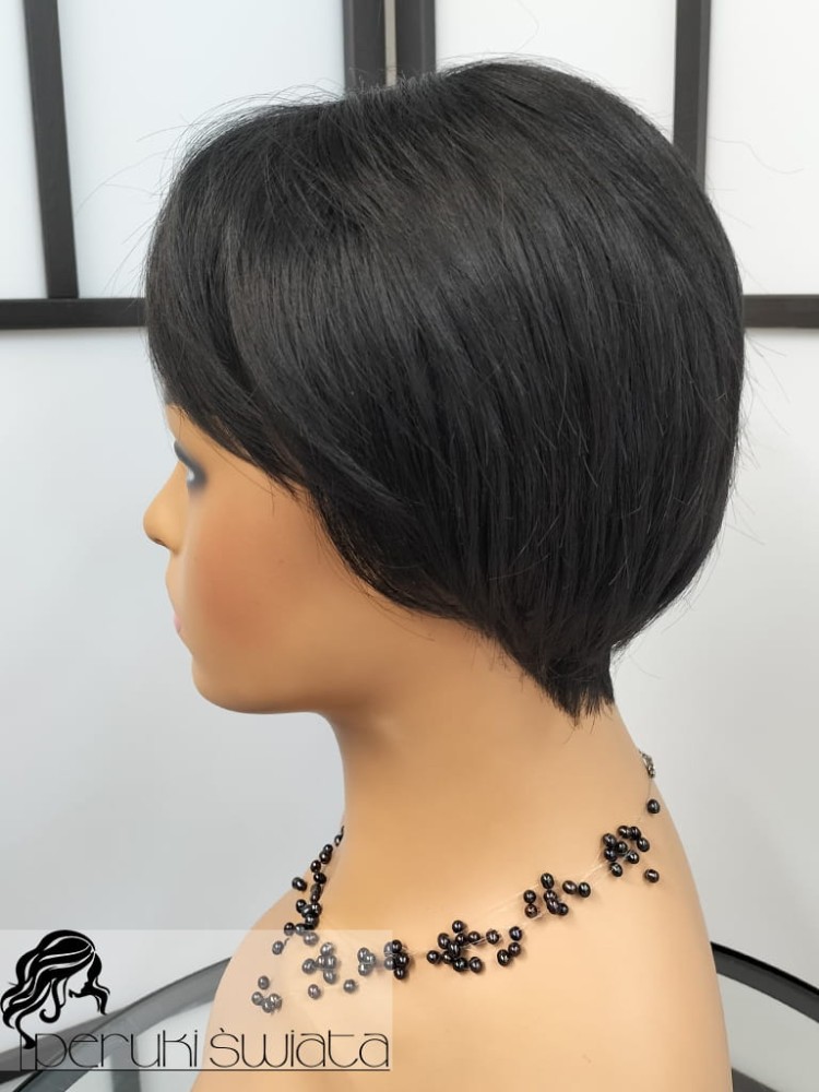 włosy krótkie proste czarne peruka z grzywką