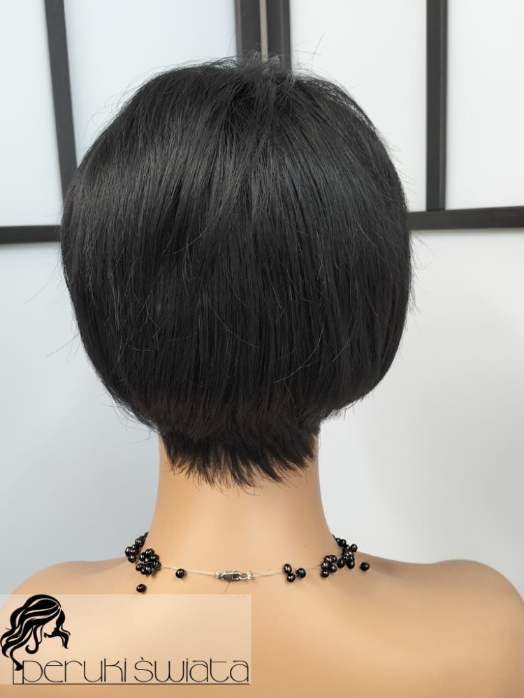 włosy krótkie proste czarne peruka z grzywką