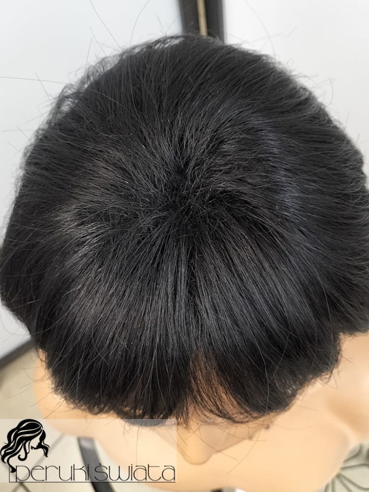 włosy krótkie proste czarne peruka z grzywką
