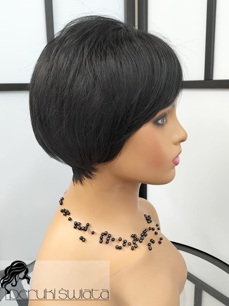 włosy krótkie proste czarne peruka z grzywką