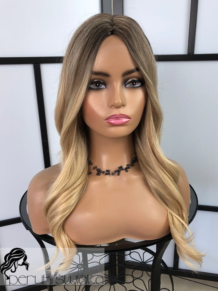 Peruka syntetyczna Klarka, long bob, kolor: słowiański blond, fale 