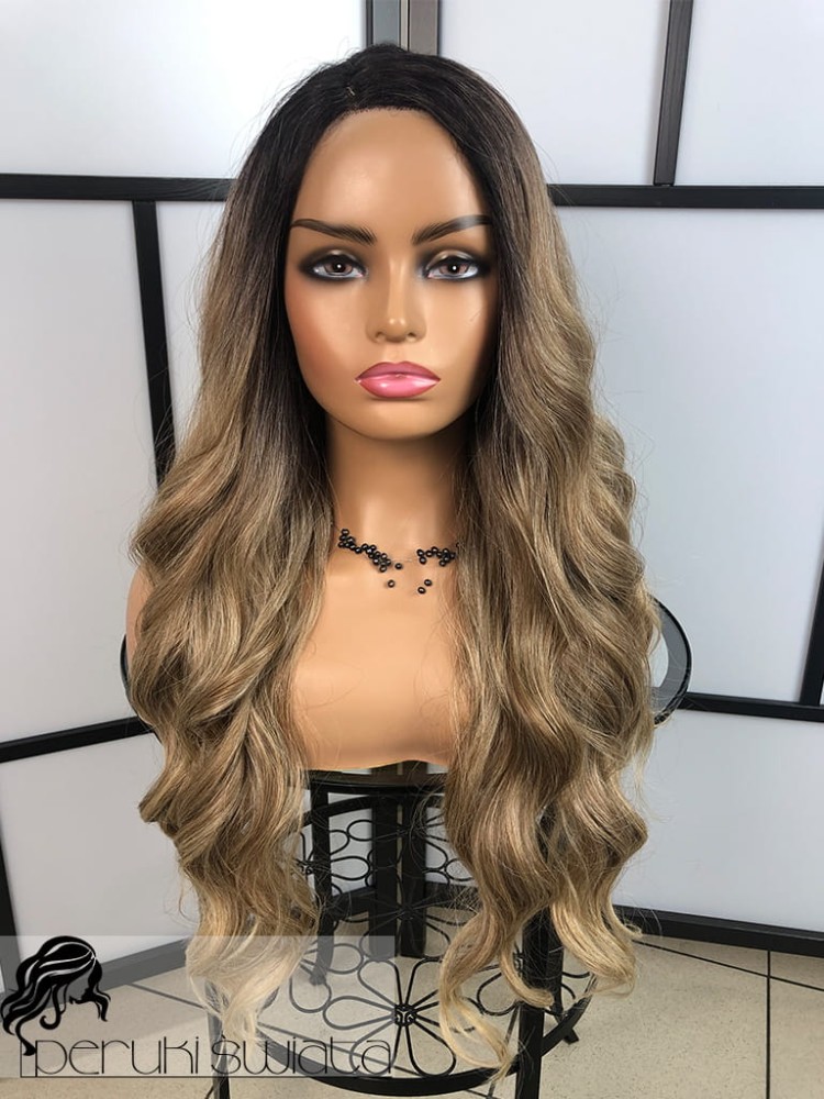 Peruka syntetyczna Sunny, kanekalon termoplastyczny, ombre mix blondów na odroście