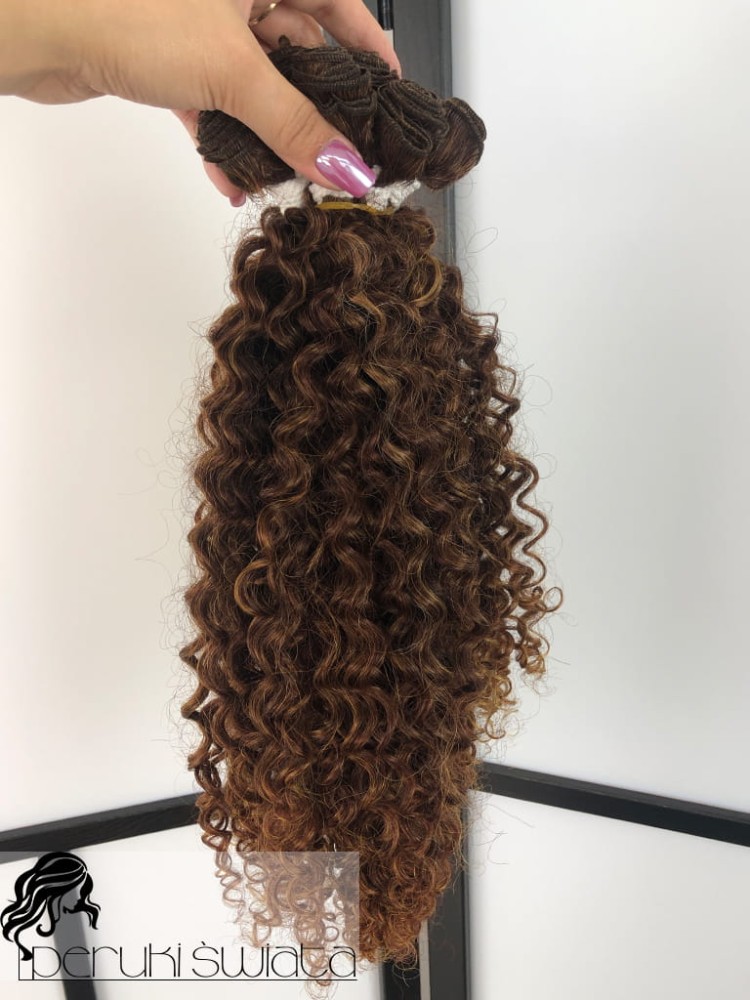  Zestaw do zrobienia peruki lace front, afroloki, kanekalon termoplastyczny, kolor: naturalny brąz z jaśniejszymi końcówkami