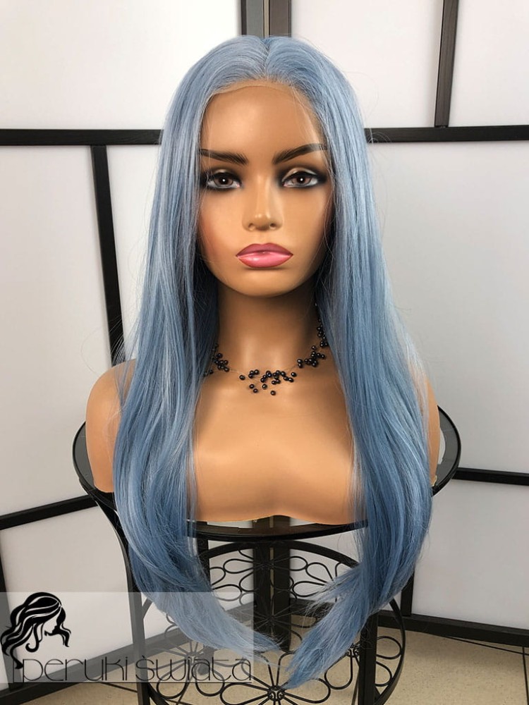 Peruka syntetyczna Renee, czepek: full lace front, pastelowy  błękit