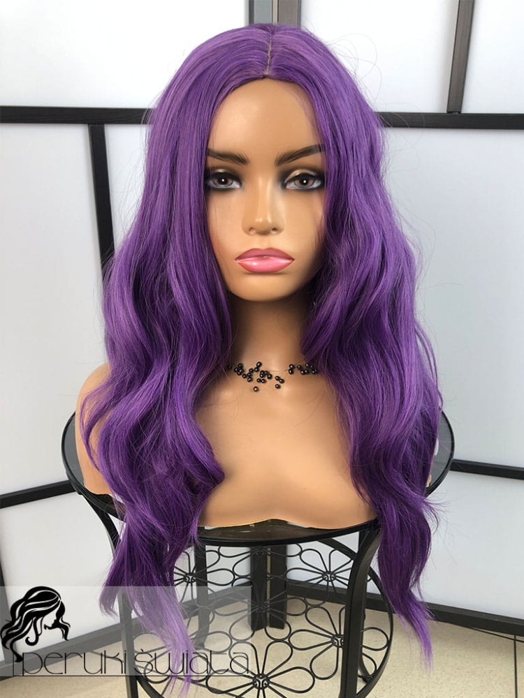 Peruka syntetyczna Bjork, kanakelon heat resistant typu” true hair”, fale/loki, long bob, kolor: fiolet