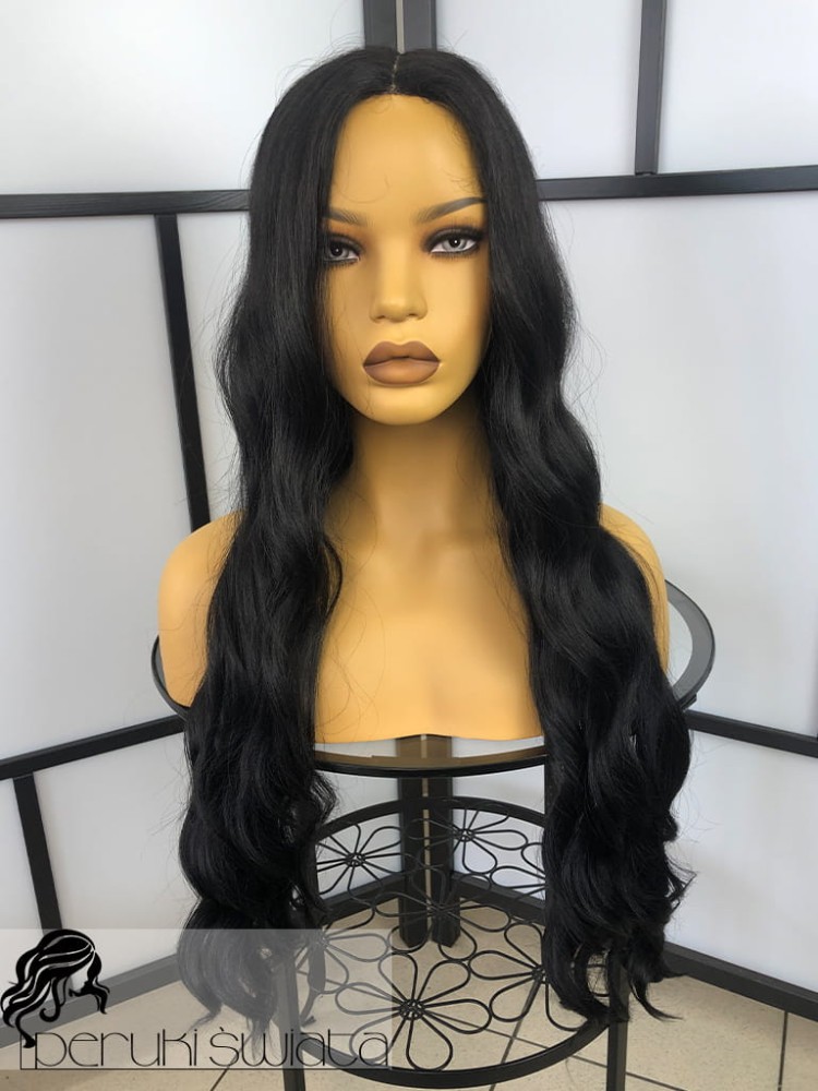 Peruka syntetyczna Cora, kanekalon, fale, kolor: czerń naturalna 1B