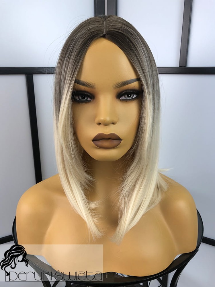 Peruka syntetyczna Soa,  kanekalon termoplastyczny, long bob, kolor: blond na odroście 