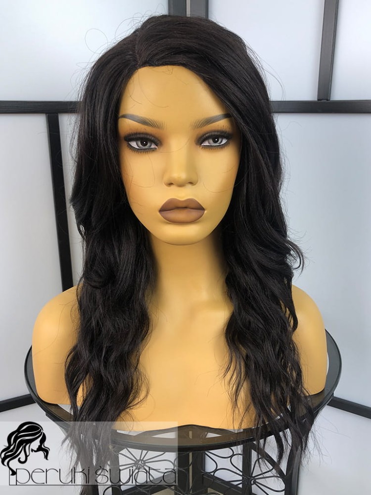 Peruka syntetyczna Hanako, kanakelon japoński, fale, czerń naturalna