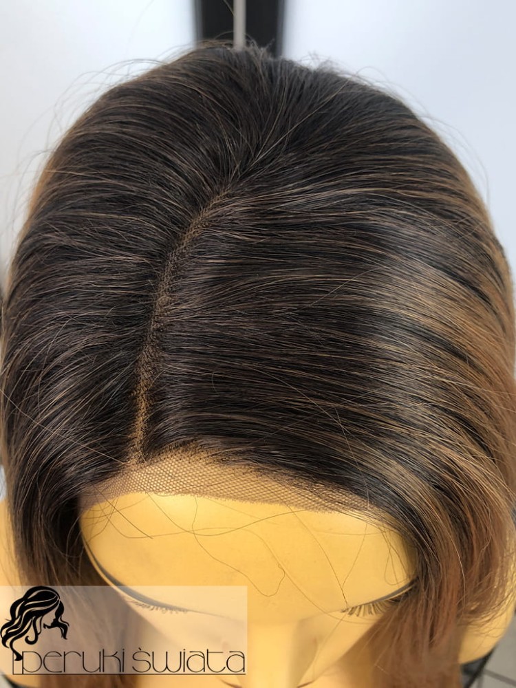 peruka syntetyczna włosy proste jasny brąz