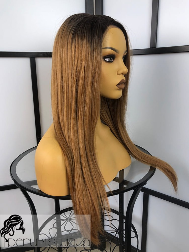 peruka syntetyczna włosy proste jasny brąz