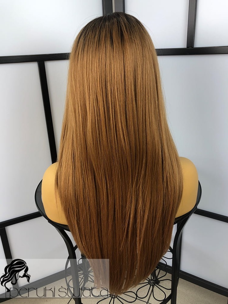 peruka syntetyczna włosy proste jasny brąz